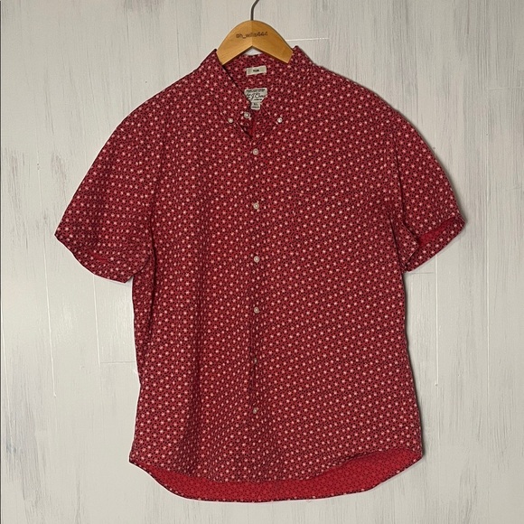 J. Crew Other - J. Crew Men’s Pink Patterned‎ Slim Button Down Short Sleeve Shirt Size XL